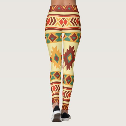 Native American Pattern: Sunny Earth tones Leggings (Achterkant)