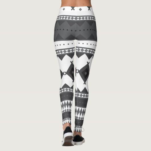 Native American Pattern: Zwart en grijs Leggings (Achterkant)