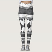 Native American Pattern: Zwart en grijs Leggings (Voorkant)