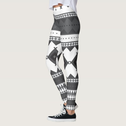 Native American Pattern: Zwart en grijs Leggings (Links)