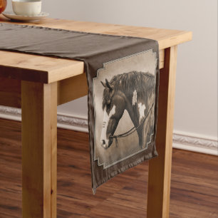Native American Pinto War Horse in Sepia Medium Tafelloper