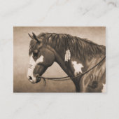 Native American Pinto War Horse in Sepia Visitekaartje (Voorkant)