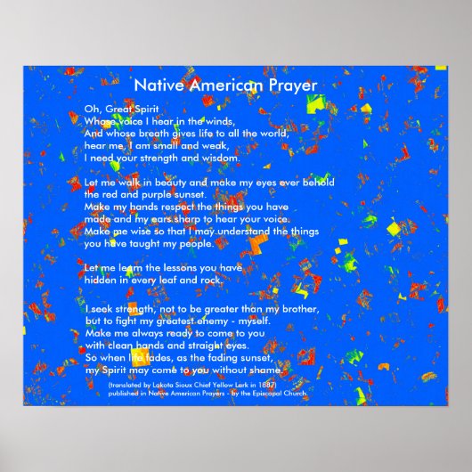 Native American Prayer Poster (Voorkant)