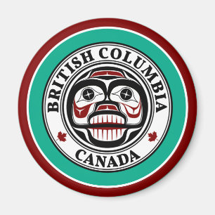 Native American Red Black Art Wide Skull Magneet