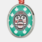 Native American Red Black Art Wide Skull Metalen Ornament (Links)