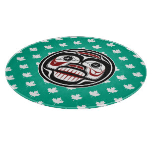 Native American Red Black Art Wide Skull Snijplank