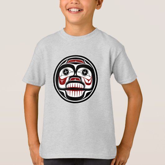 Native American Red Black Art Wide Skull T-shirt (Voorkant)