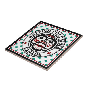 Native American Red Black Green Art Huilende sched Tegeltje