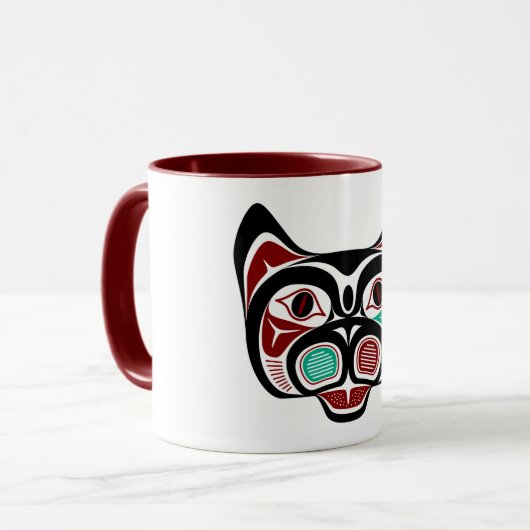 Native American Red Black Green Haida Art Kitty Mok (Voorkant links)