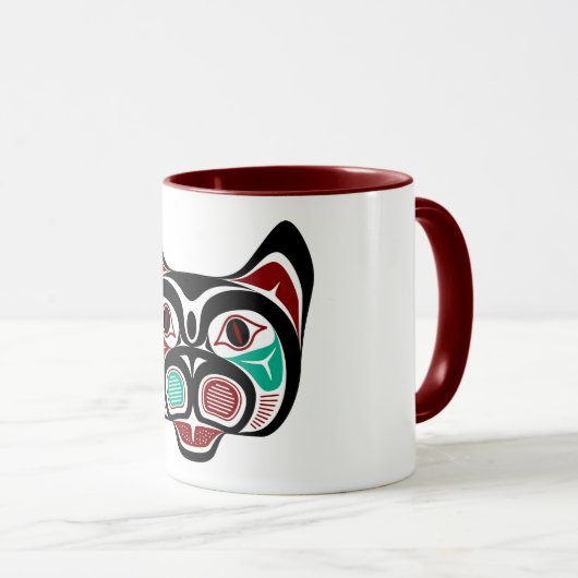 Native American Red Black Green Haida Art Kitty Mok (Voorkant rechts)