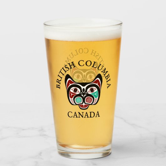 Native American Red Black Green Vector Art Kat Glas (Achterkant gevuld)