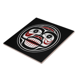 Native American Red Black Haida Art die de sluier Tegeltje