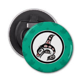 Native American Red Black Haida Art Killer Whale Button Flesopener (Voorkant)