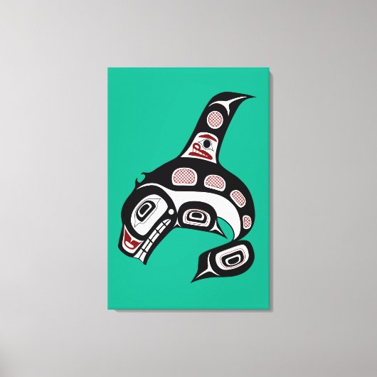 Native American Red Black Haida Art Killer Whale Canvas Afdruk (Voorkant)