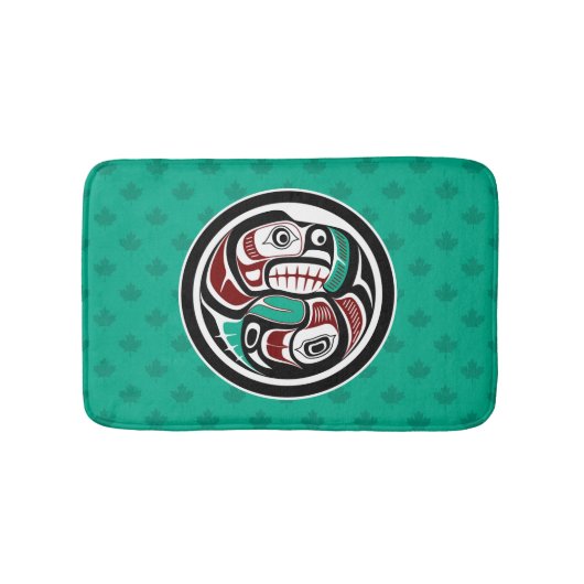 Native American Red Black Haida Art Otter Salmon Badmat (Voorkant)