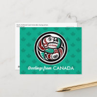Native American Red Black Haida Art Otter Salmon