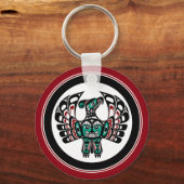 Native American Red Black Haida Art Thunderbird Sleutelhanger (Voorkant)