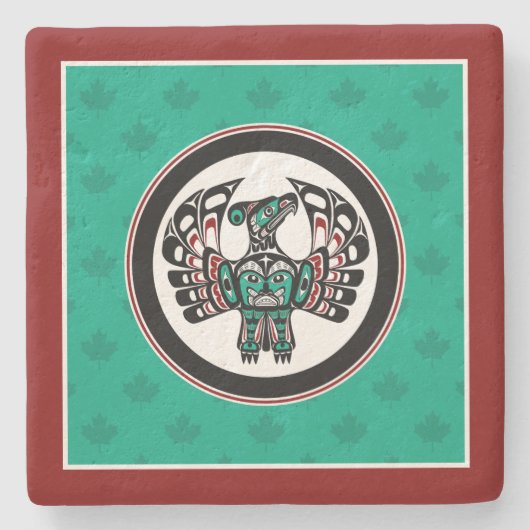 Native American Red Black Haida Thunderbird Stenen Onderzetter (Voorkant)