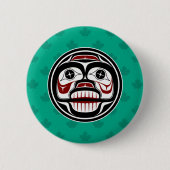 Native American Red Black Haida Weeping Skull Ronde Button 5,7 Cm (Voorkant)