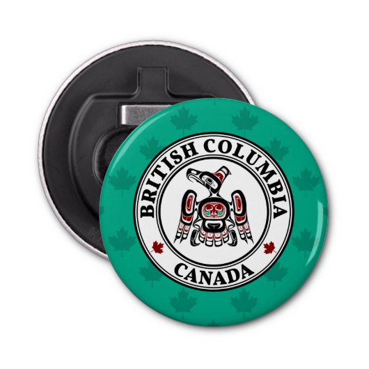 Native American Red Black Kaigani Thunderbird Button Flesopener (Voorkant)