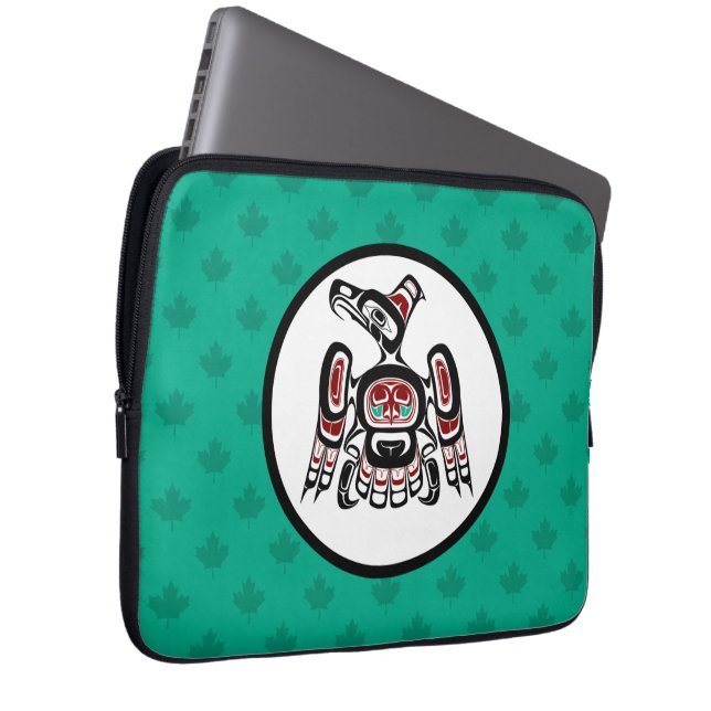 Native American Red Black Kaigani Thunderbird Laptop Sleeve (Voorkant Rechts)