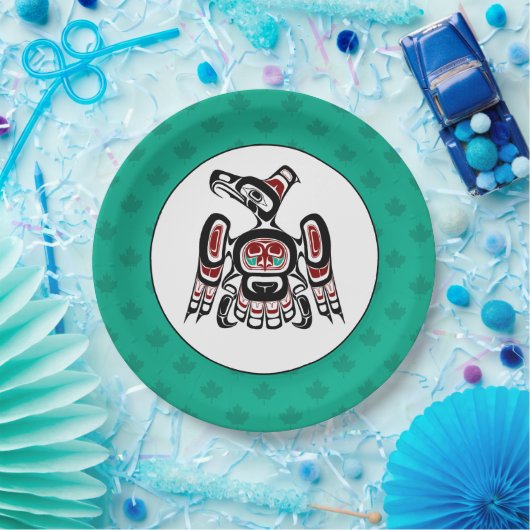 Native American Red Black Kaigani Thunderbird Papieren Bordje (Feest)