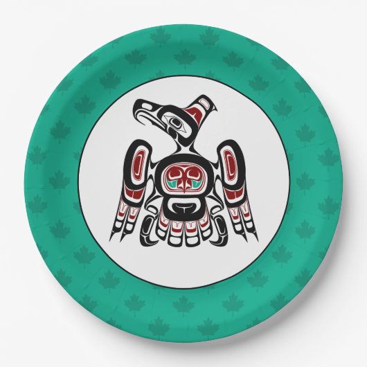 Native American Red Black Kaigani Thunderbird Papieren Bordje (Voorkant)