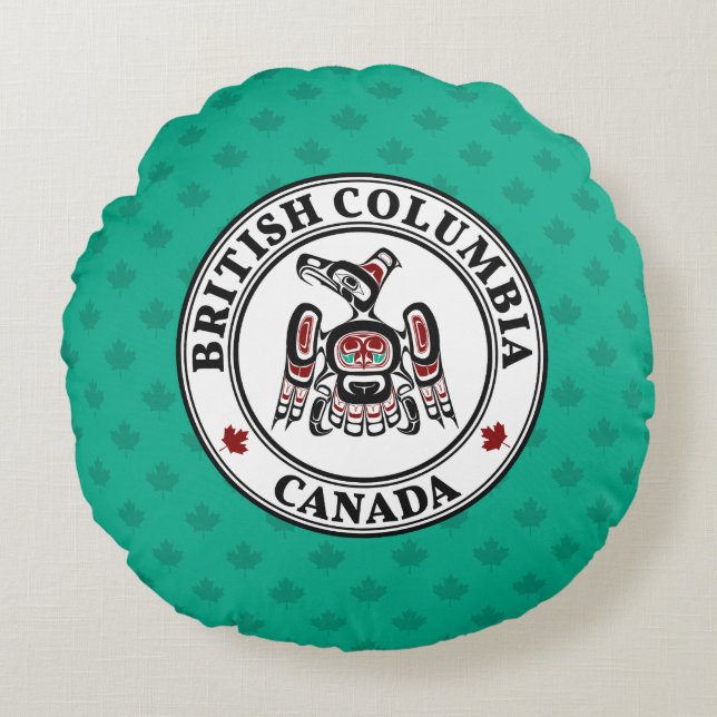 Native American Red Black Kaigani Thunderbird Rond Kussen (Voorkant)