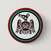Native American Red Black Kaigani Thunderbird Ronde Button 5,7 Cm (Voorkant)
