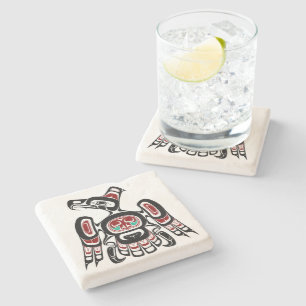 Native American Red Black Kaigani Thunderbird Stenen Onderzetter