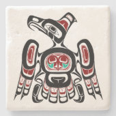 Native American Red Black Kaigani Thunderbird Stenen Onderzetter (Voorkant)