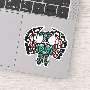 Native American Red Black Kaigani Thunderbird Sticker
