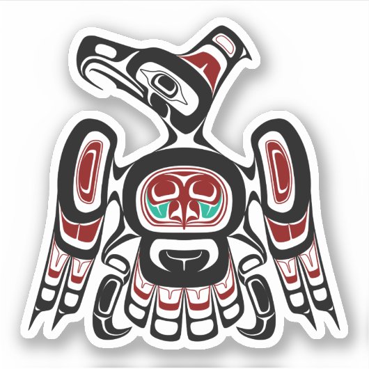 Native American Red Black Kaigani Thunderbird Sticker (Voorkant)