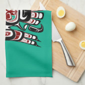 Native American Red Black Kaigani Thunderbird Theedoek (Quarter Fold)