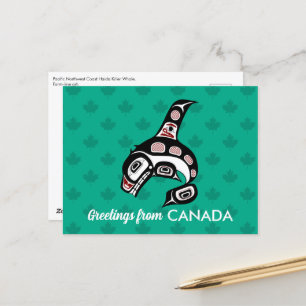 Native American Red Black Vector Art Killer Whale Briefkaart