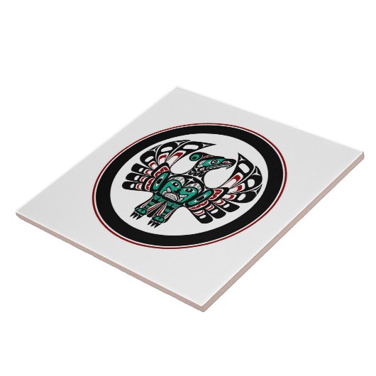 Native American Red Black Vector Art Thunderbird Tegeltje (Zijkant)