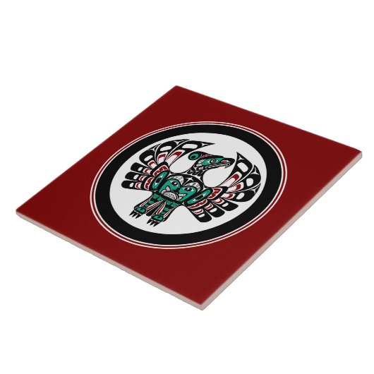 Native American Red Black Vector Art Thunderbird Tegeltje (Zijkant)