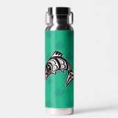 Native American Red Black White Haida Art Salmon Waterfles (Voorkant)