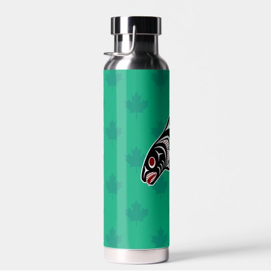 Native American Red Black White Haida Art Salmon Waterfles (Rechts)