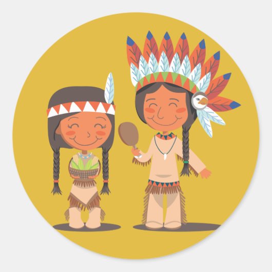 Native American Ronde Sticker (Voorkant)