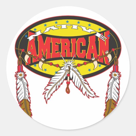 Native American Ronde Sticker (Voorkant)