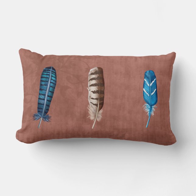Native American Rust Pillow met veren Kussen (Voorkant)
