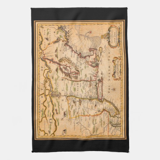 Native American Settlements 1600s New England Kaar Theedoek (Verticaal)