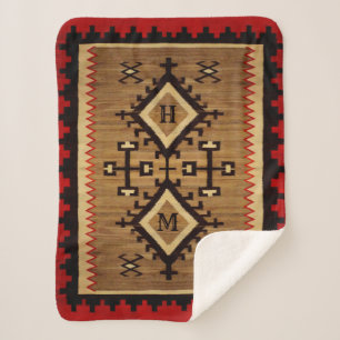 Native American Sherpa Blanket met je initialen Sherpa Deken