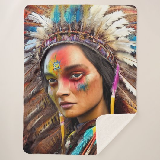 Native American Sioux Sherpa Blanket Sherpa Deken (Voorkant)