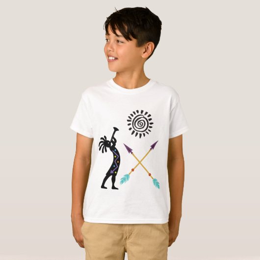 Native American Snake Music Kokopelli T-shirt (Voorkant volledig)