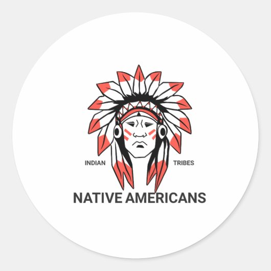Native American Stikers Ronde Sticker (Voorkant)