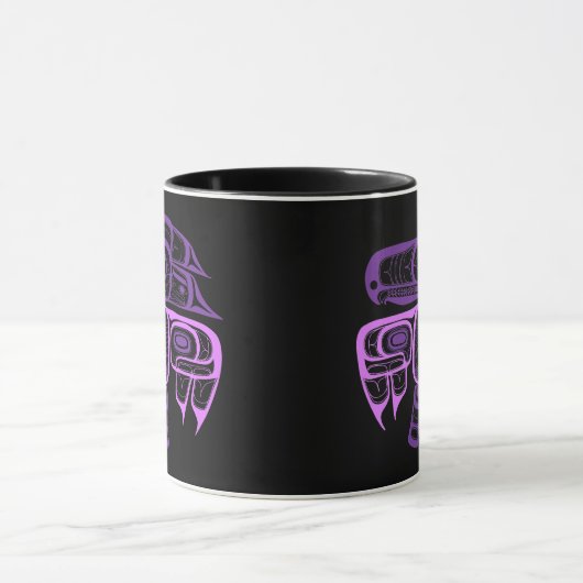 Native American Style Tlingit Thunderbird paars Mok (Midden)
