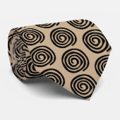 Native American Sun Spiral Symbol Tan Black Stropdas (Opgerold)