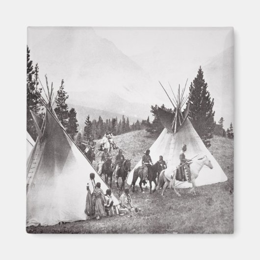 Native American Teepee Camp, Montana, c.1900 (b/w Magneet (Voorkant)